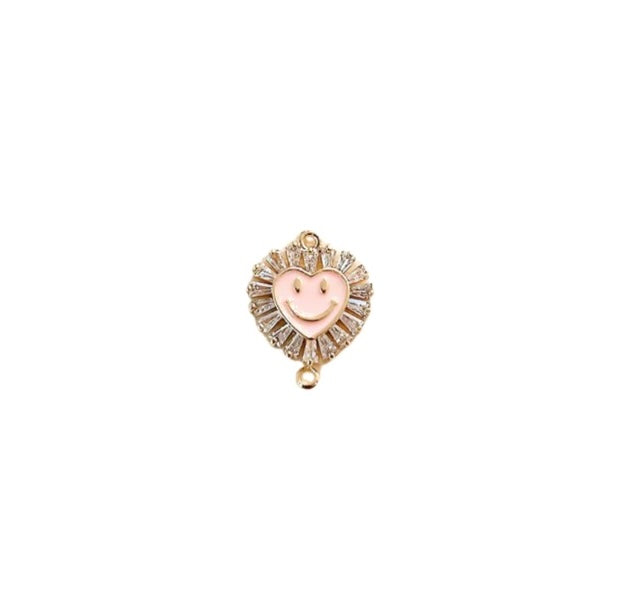 Smiley Pink Heart Charm