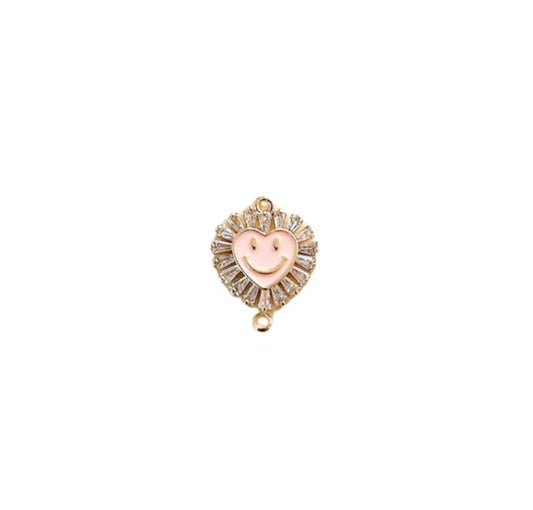 Smiley Pink Heart Charm