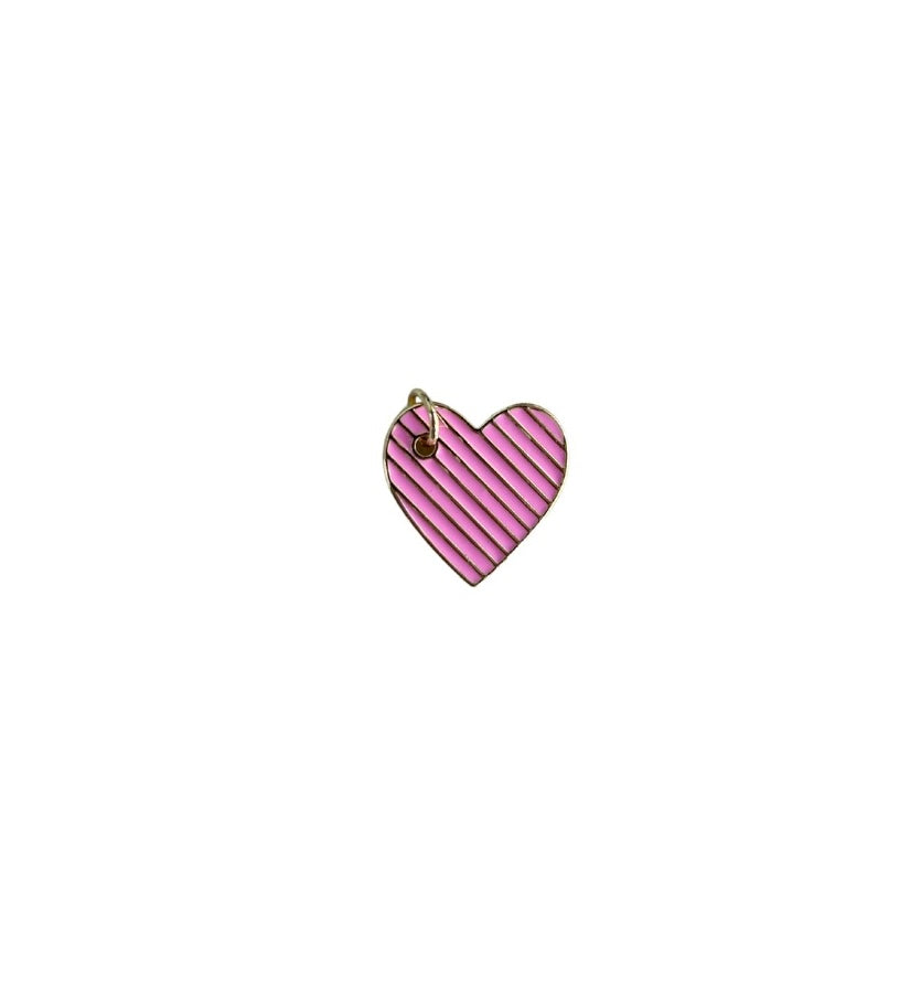 Pink Striped Heart Charm