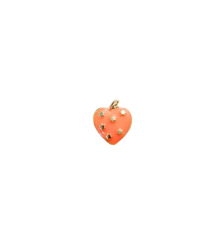 Orange Diamond Heart Charm