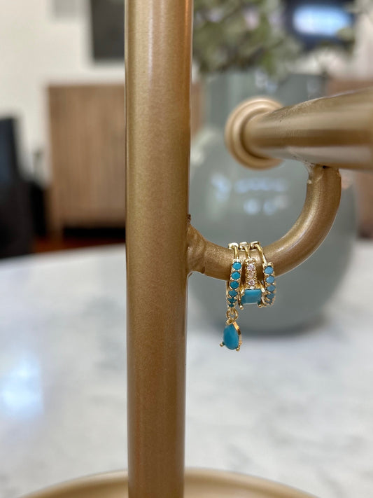 Turquoise Gold Hoop Set