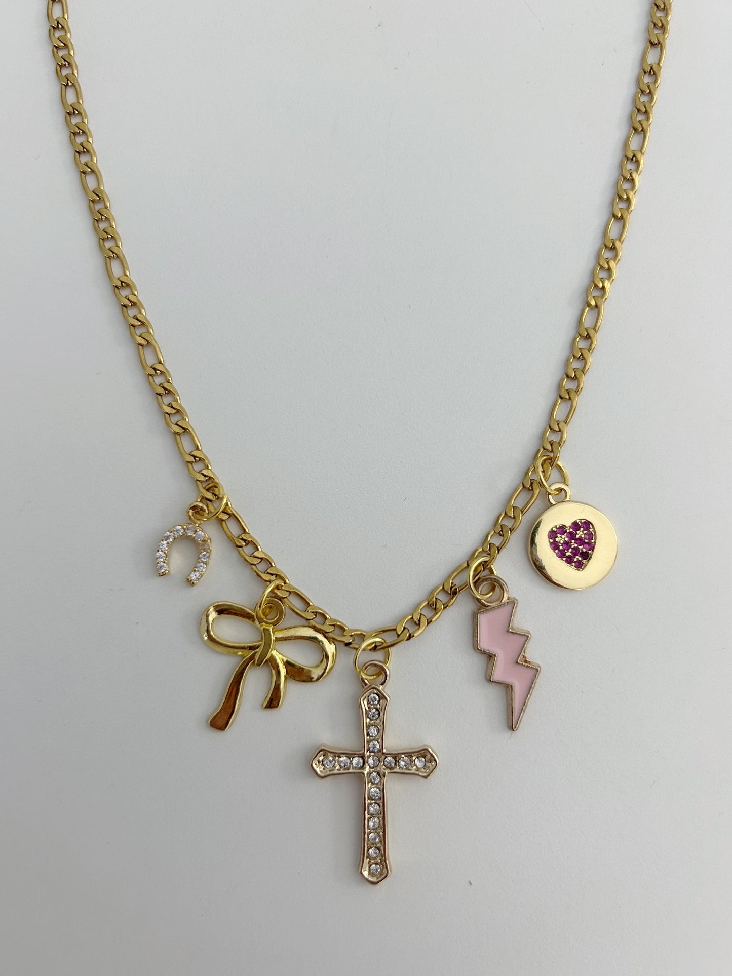 Pink + Gold Charm Necklace