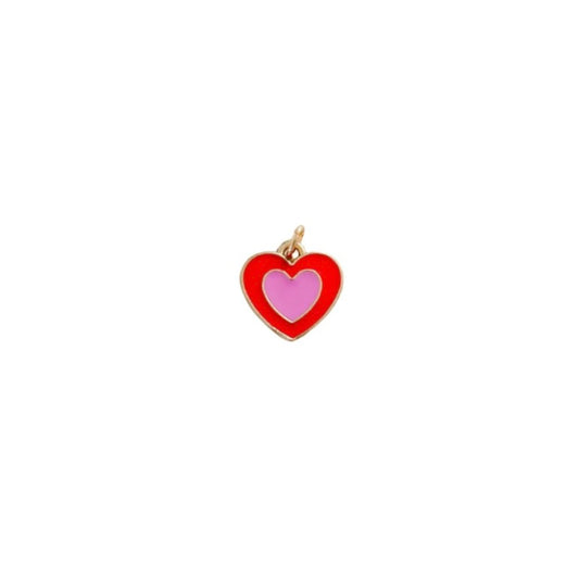 Pink + Red Heart Charm