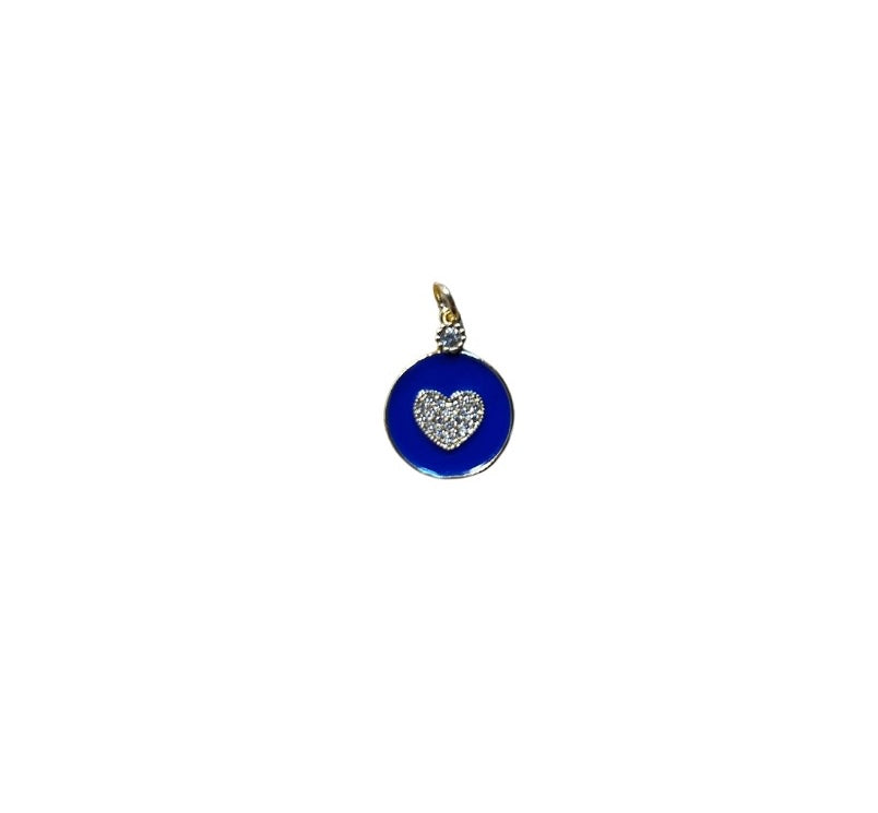 Navy Diamond Heart Charm